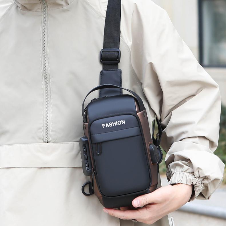 Diagonal Bag Men's Advanced Chest Bag Outside Waterproof Shoulder Backpack Portable Mobile Phone Passport Bag