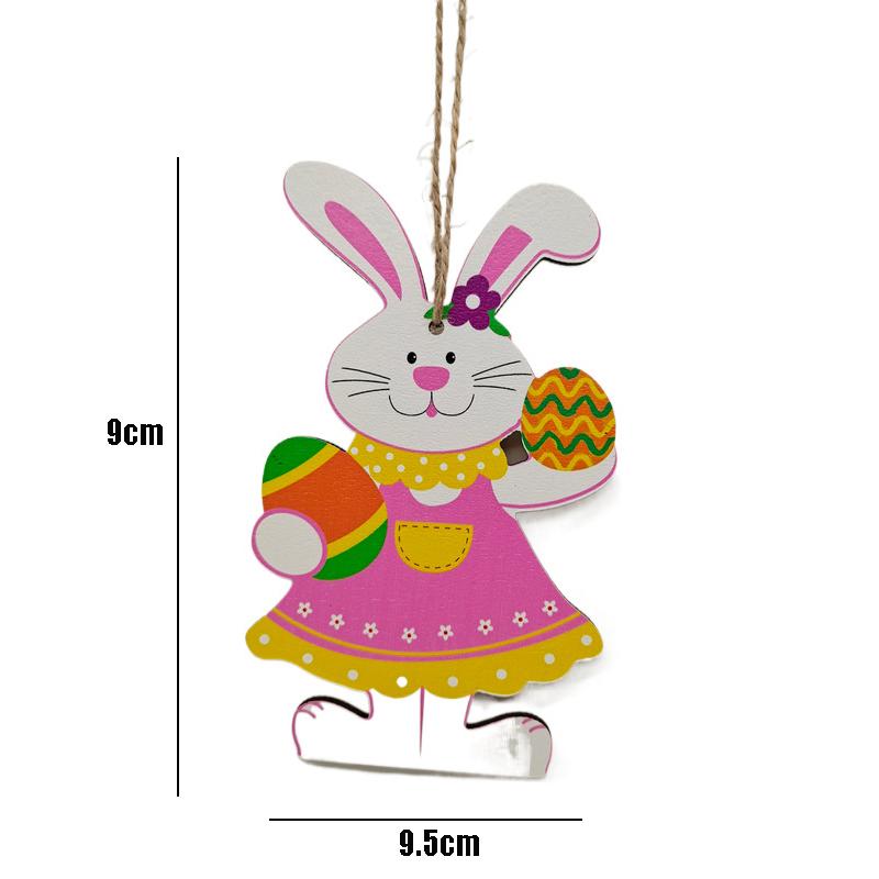Cartoon Easter Ornaments Set Easter Decoration Bunny Rabbit Carrot Wood Pendant Craft Supplies Easter Decorations For Home