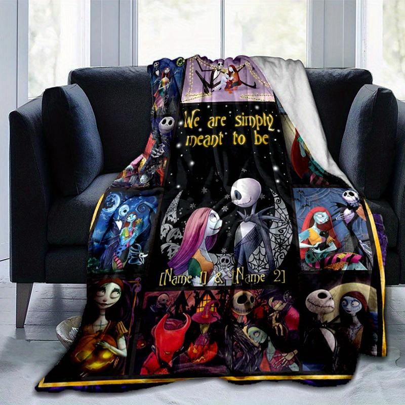 1pc. Nightmare Before Christmas Jack & Sally Romantic Scene Blanket, Perfect for Home Decor, Gift Idea, Seasonal Decoration, Cozy Throw Blan