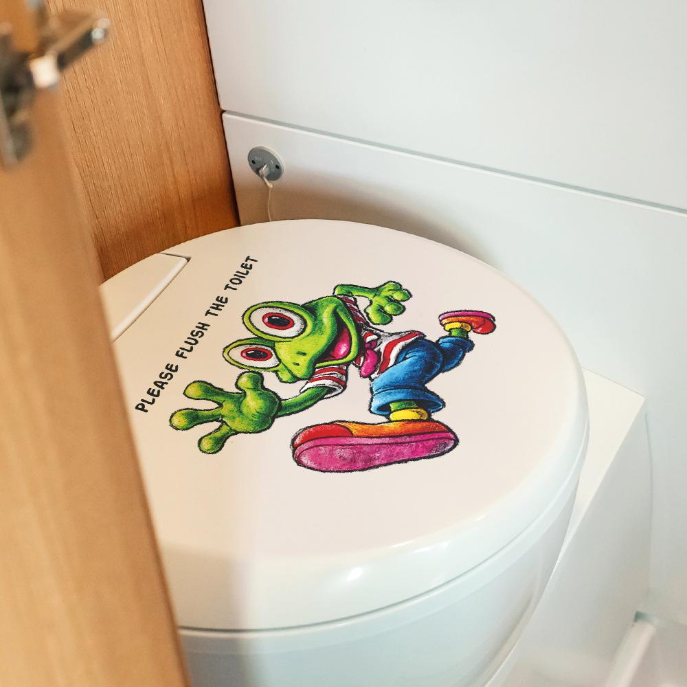 Ręcznie Malowana Zabawna Żaba Biegnąca Naklejka na Deskę Sedesową Wystrój Łazienki Figlarna Wodoodporna Naklejka Usuwalna