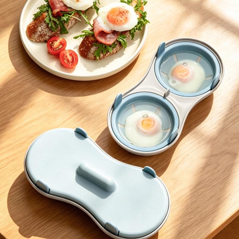 Polypropylene Microwave Egg Cooker with Molded Body, Rounded Profile, Covered Compartments, and Home Breakfast Use