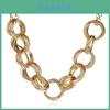 Vintage Geometric Metal Chain Necklace With Gold Plating For Fashion Women
