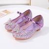 Mädchen Prinzessinnenschuhe Strassblume Frühling und Herbst Neu Hoher Absatz Elsa Kristall Einzelne Schuhe Kinderauftritt Prinzessin Kleiderschuhe