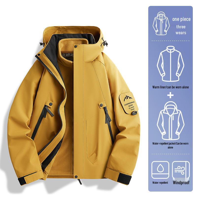 Unisex 3-in-1 Windproof Waterproof Hiking Jacket with Detachable Liner for Autumn/Winter