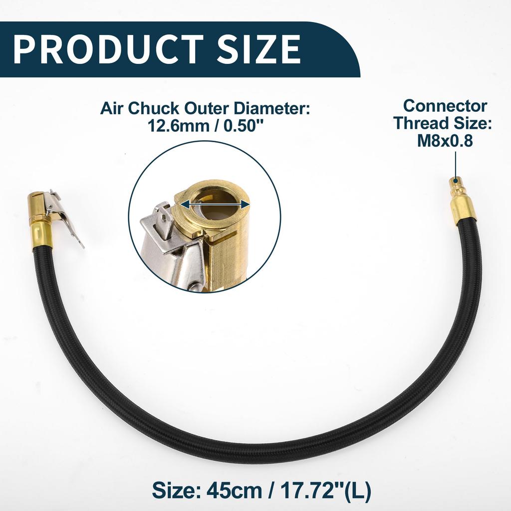 TUCKBOLD Autoreifen-Füllschlauch-Verlängerung 0,305"x32TPI Langlebiger Luftpumpen-Verlängerungsschlauch-Adapter Reifen