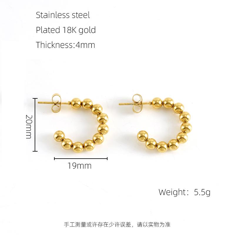 

Модные круглые бусины из нержавеющей стали C-типа, изысканные серьги, высококлассные темпераментные серьги, простые и модные женские 18K золотой