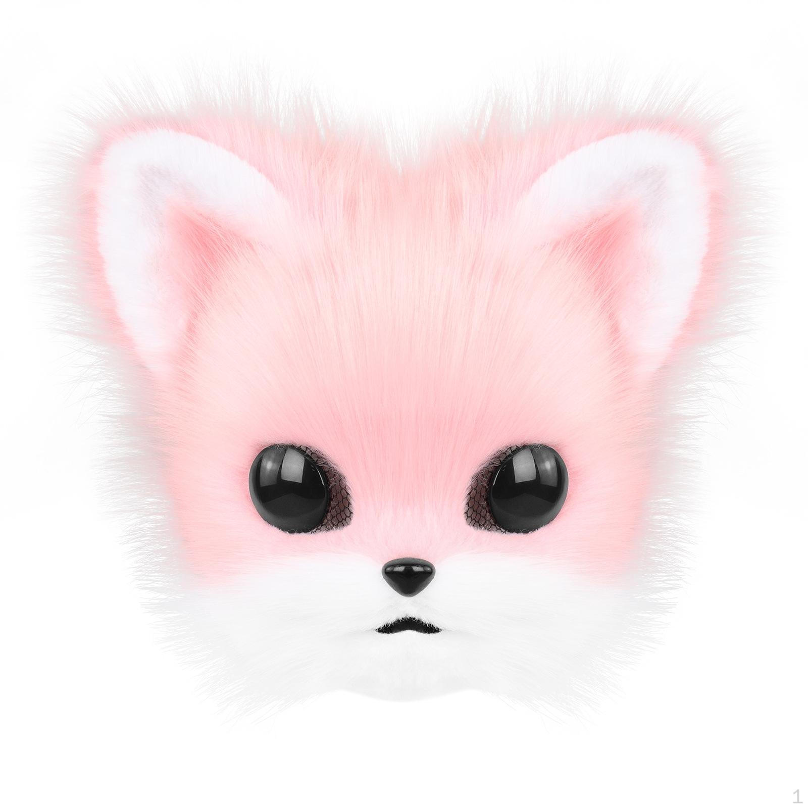 Wearable Vulpine Headpiece Furry SoftToy Canine Cosplay animal Mask Pink White