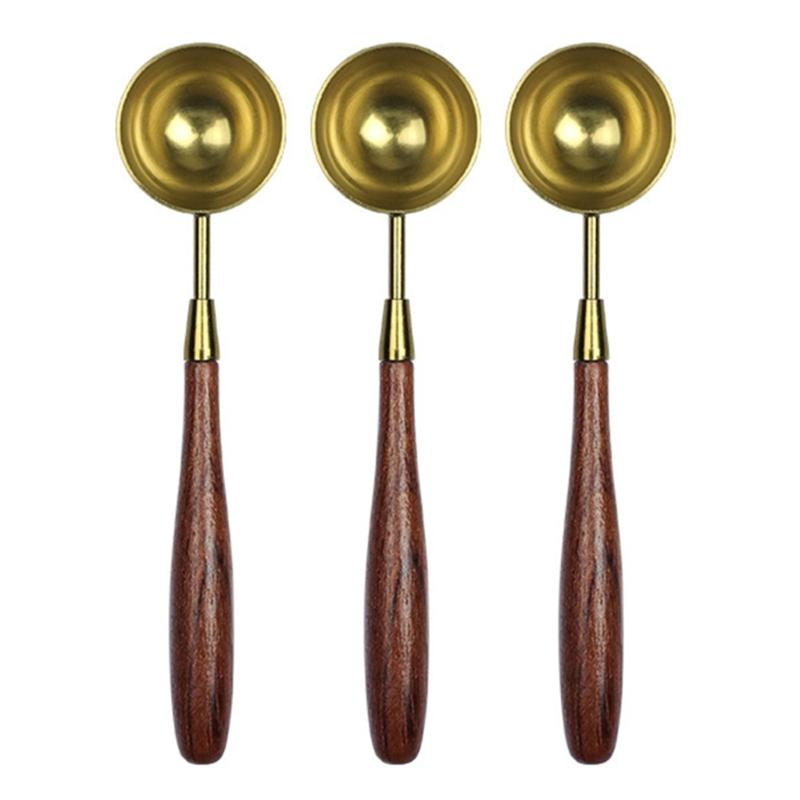 3-teiliges Set aus Metall-Siegellöffeln, Wachssiegellöffeln, Wachssiegelstempeln und Schmelzlöffeln für Scrapbooking-Alben und Hochzeitseinladungen