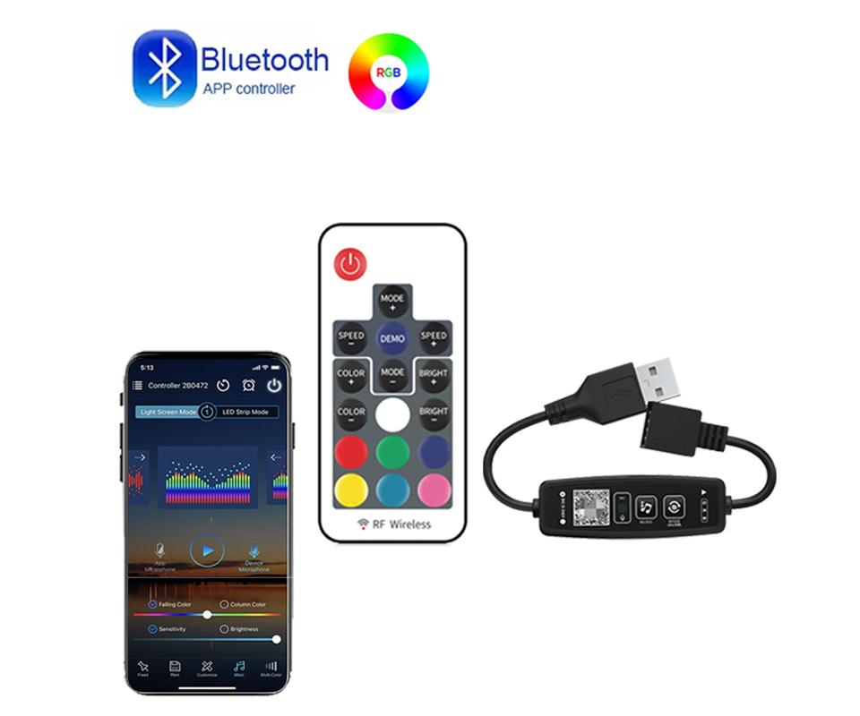 USB Bluetooth RGB Led Controller 5V 4Pin RGB Controler Smart Remote 17Key RGB Led Lights Controller Music RGB Color Changing