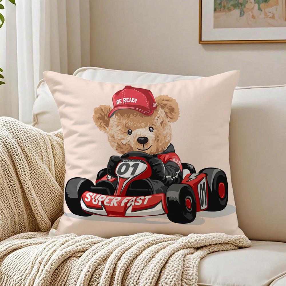 Orso Preppy Americano Moda Carino PPolo Copricuscino Federa Antiacaro Soggiorno Divano Decorazione Cuscino Stanza
