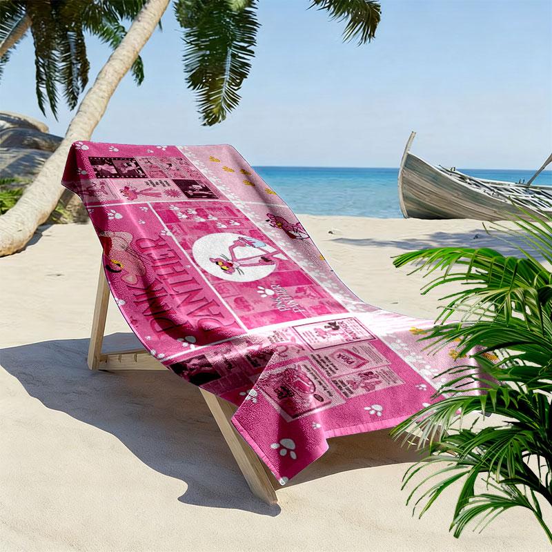 Pink Panther Print Beach Towel, Large Soft Quick Dry Towel for Beach Camping Swimming