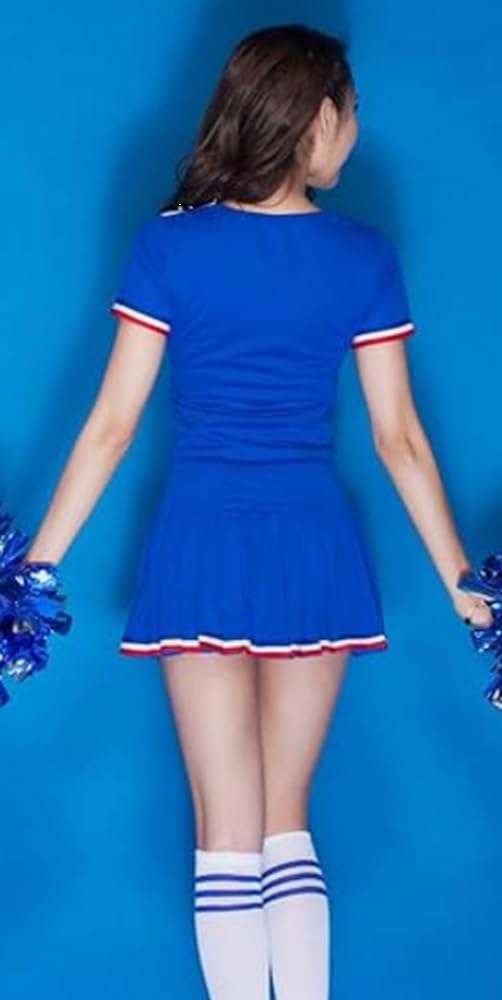 [Anfang] Miniskirt Cheerleader Race Queen Cosplay Costume Uniform Sexy Fancy Dress (XXXL, Blue)