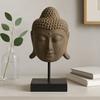 Statua Testa di Buddha su Supporto Grande Grigia