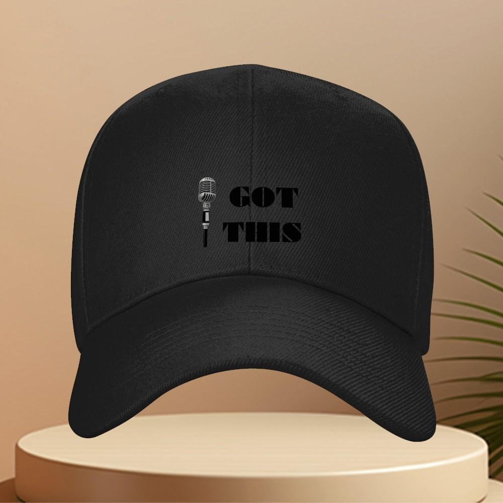 Got This Mic Graphic Baseball Cap Adjustable Unisex Polyester Solid Black Outdoor Sporty Hat