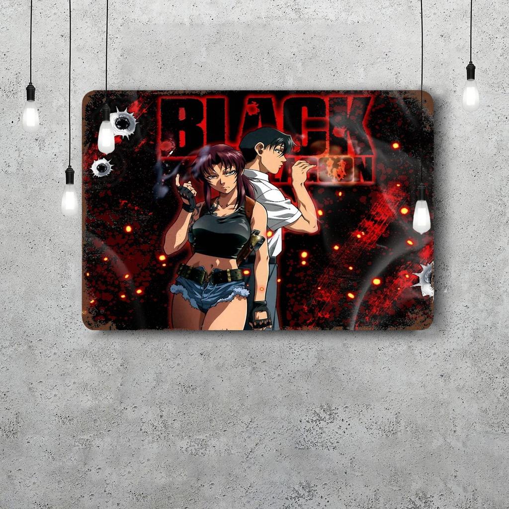 revy black lagoon Funny Bar Metal Sign Retro Plaque Sign Alcohol Drinker Pub Club Man Cave Kitchen Wall Decoration