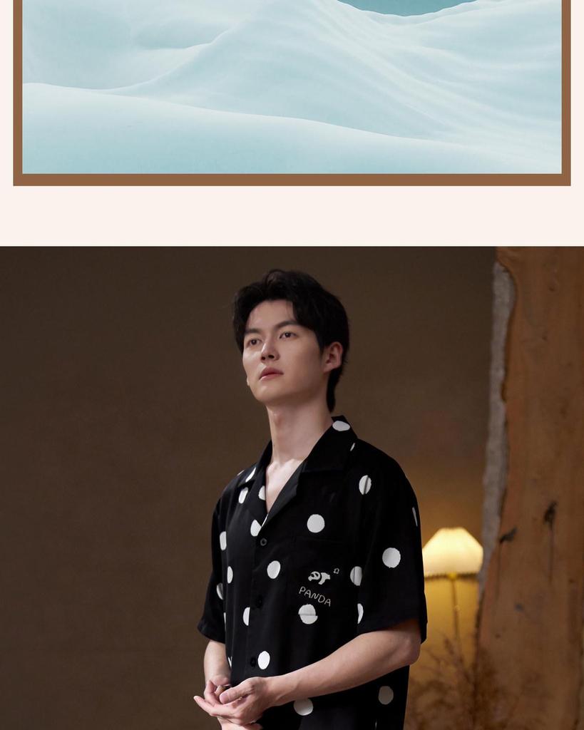Men's Black Ice Silk Summer Pajama Set - Short-Sleeved Top with Shorts, Indoor/Outdoor Use, Luxurious Feel