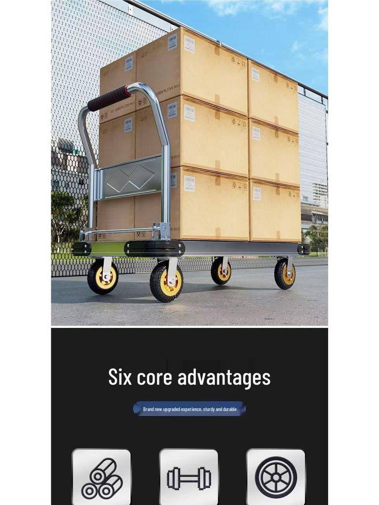 Portable Folding Steel Plate Dolly Hand Truck Cart for Household Use