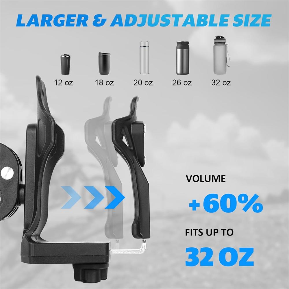 

Motorcycle Atv Cup Holder Anti Theft, Extra Large Bike Water Bottle Holder Black