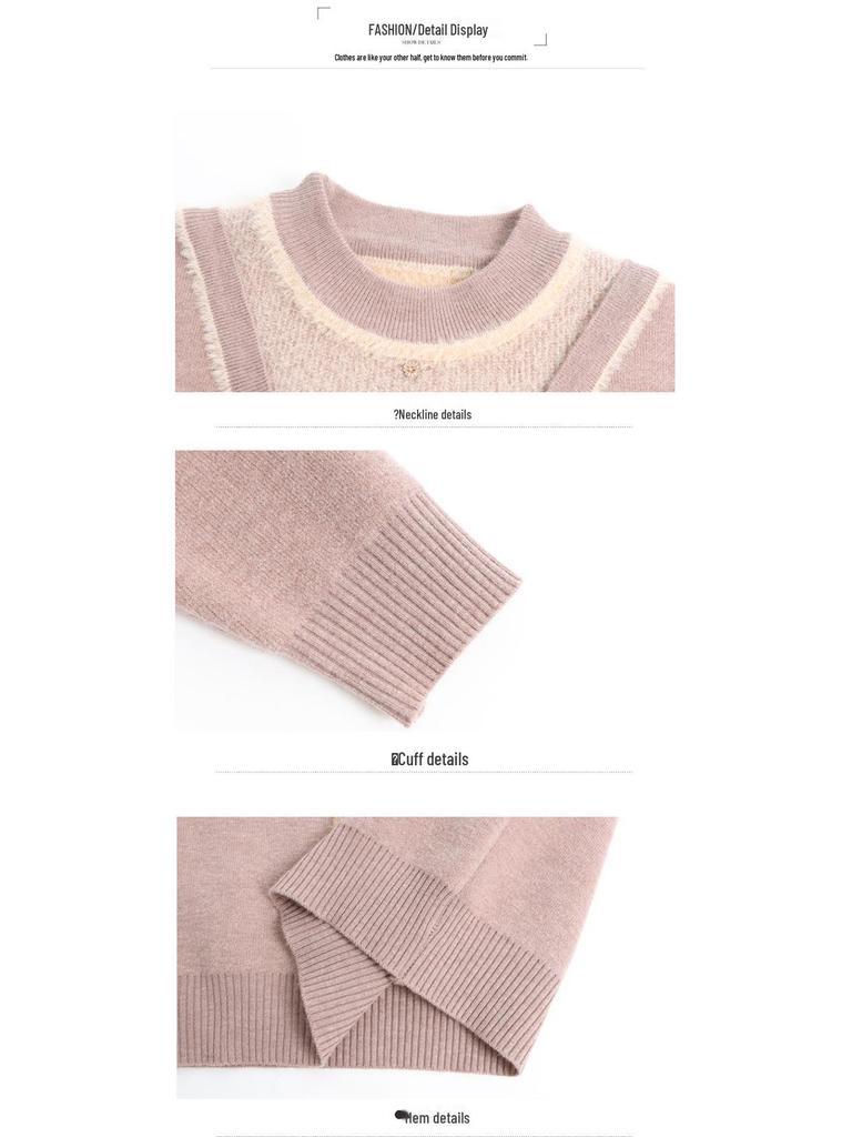 New Fashion Winter Knitwear for Moms - Stylish Plus Velvet Sweater for Middle-Aged and Elderly Women