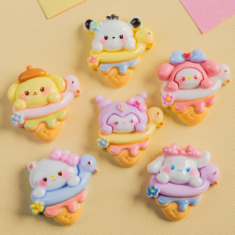 24/120PCS DIY Resin Accessories, Ice Cream Handmade Accessories, Hair Clips, Cream Glue Patches, Shoe Buckles, Accessories