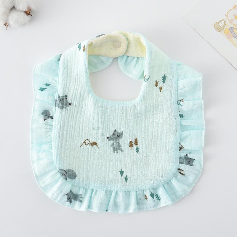Ruffle Baby Drool Bibs: Pure Cotton Printed Lace Bibs