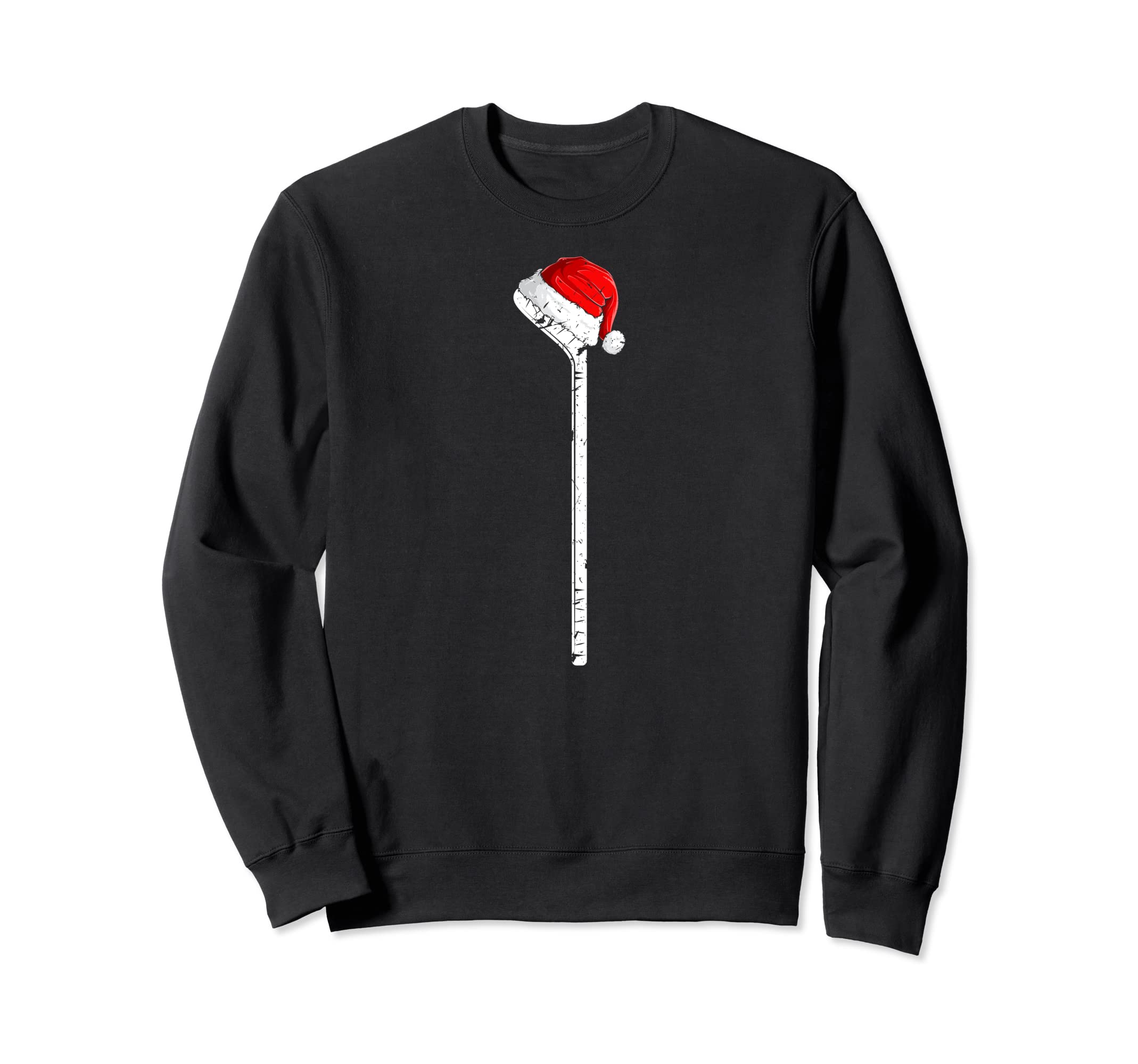 

Ice hockey stick Santa hat Christmas sweatshirt