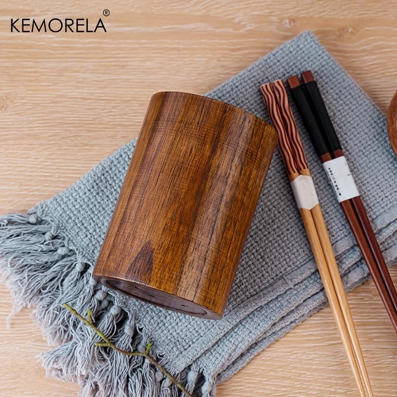 1PCS Wooden Chopsticks Holder - Bamboo Utensil Storage Organizer for Drawer Natural Kitchen Counter Desk Tableware Tools Stand