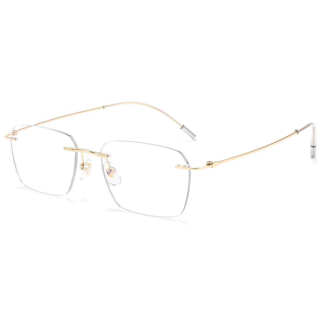 Women Men Titanium Prescription Glasses Frame Rimless Ultralight Customizable Optical Myopia Presbyopia Glasses