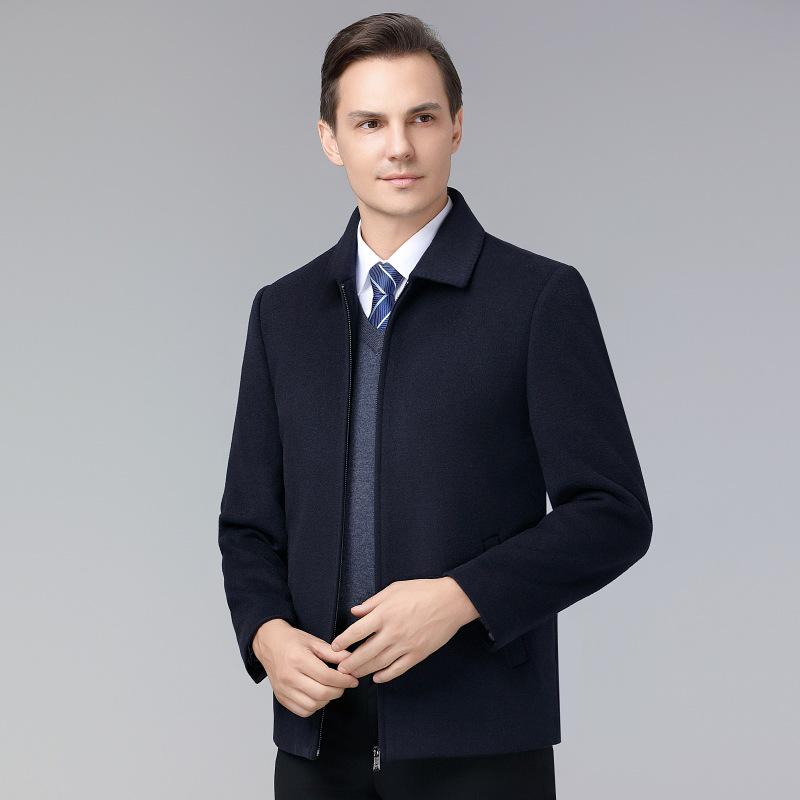 

High-End Cashmere Wool Coat for Autumn & Winter - Elegant Men s Business Wear for Middle-Aged & Elderly 170/M темно-синий