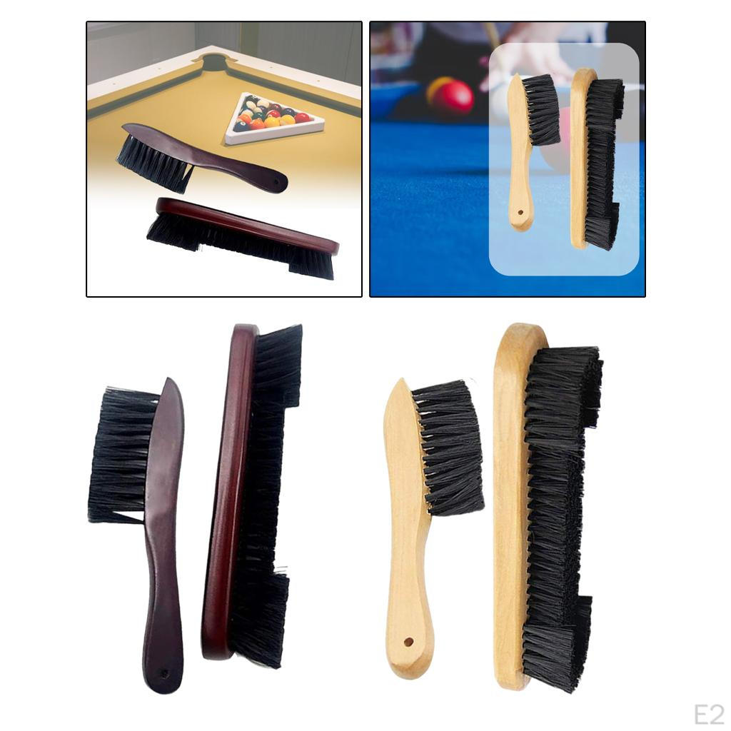2 Pieces Billiard Brush Table Cleaning Kit Accessories Wooden Handle PVC Bristles Lightweight