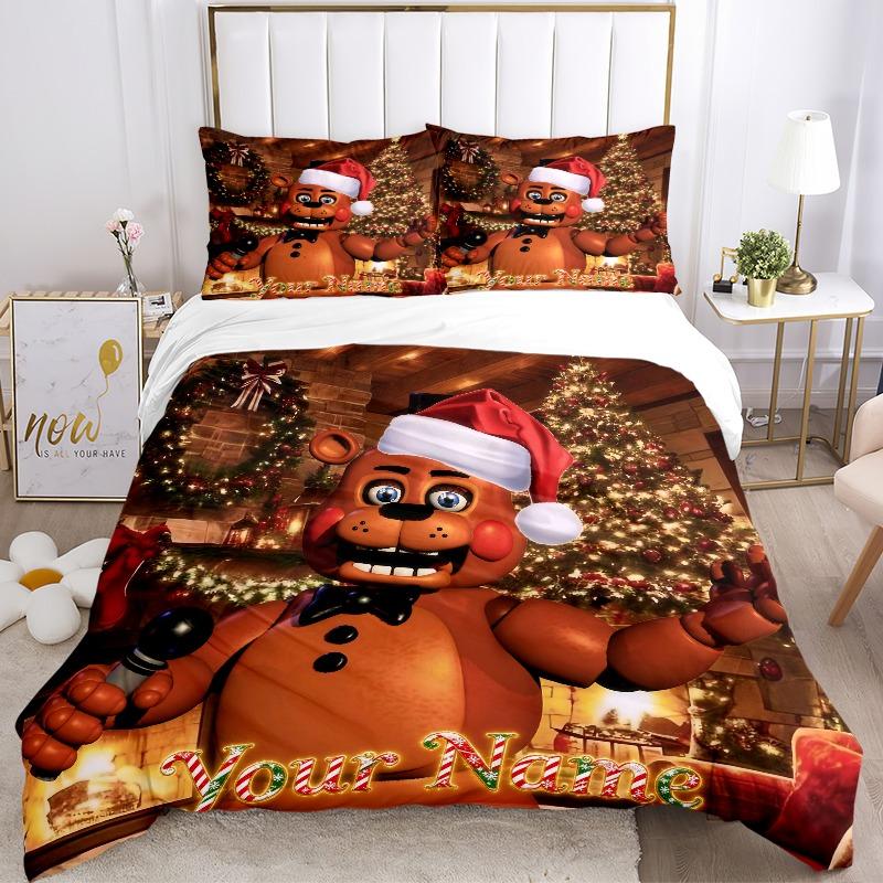 Custom 3Pcs Christmas Freddy'S Party Bedding Sets For All Sizes New 3D Printed Bed Cover Comforter Duvet Cover Pillowcase Bedroom Decoration