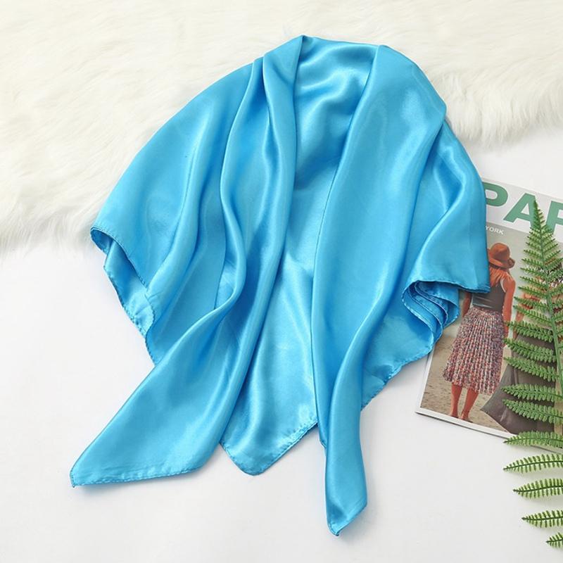 90*90cm Big Size Headwraps Solid Colors Neckerchief Hijab Women Satin Headband Hair Scarves Female Shawls Head Scarfs for Ladies