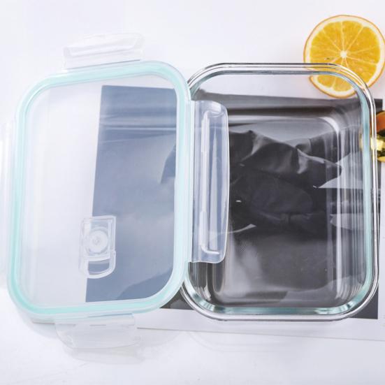 Skleněný obědový box Bento box Dělené nádoby na přípravu jídla s víčky Stohovatelné Opakovaně použitelné