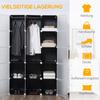Portable Wardrobe for Bedroom, 15 Cube Closet with Hanging Rail, Modular Storage Cabinet, Plastic Armoire for Space Saving, White and Black