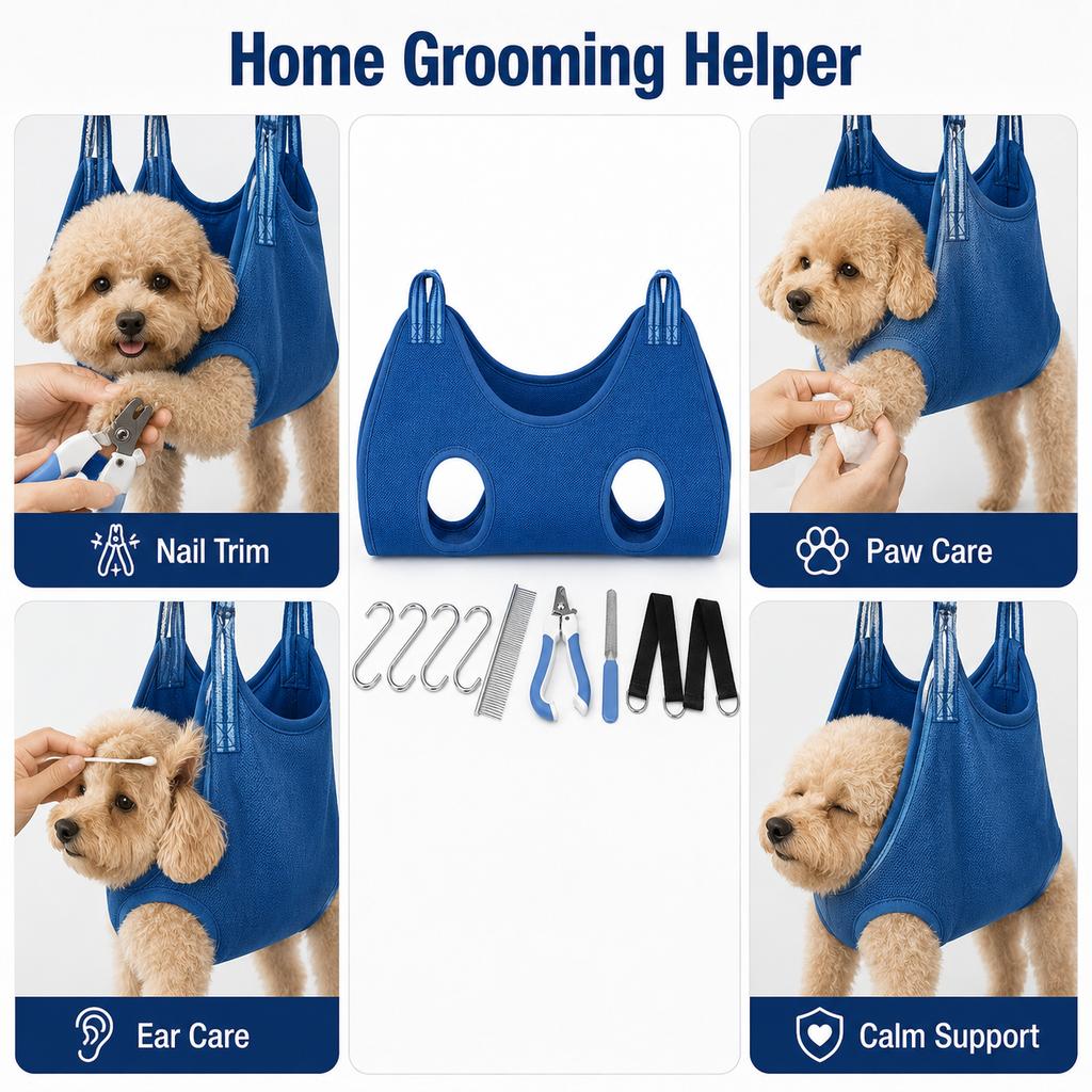 Cat Dog Grooming Hammock Pet Nail Clipping Suspension Restraint Bag Breathable Anti Scratch Grooming Helper Tool Adjustable Kit