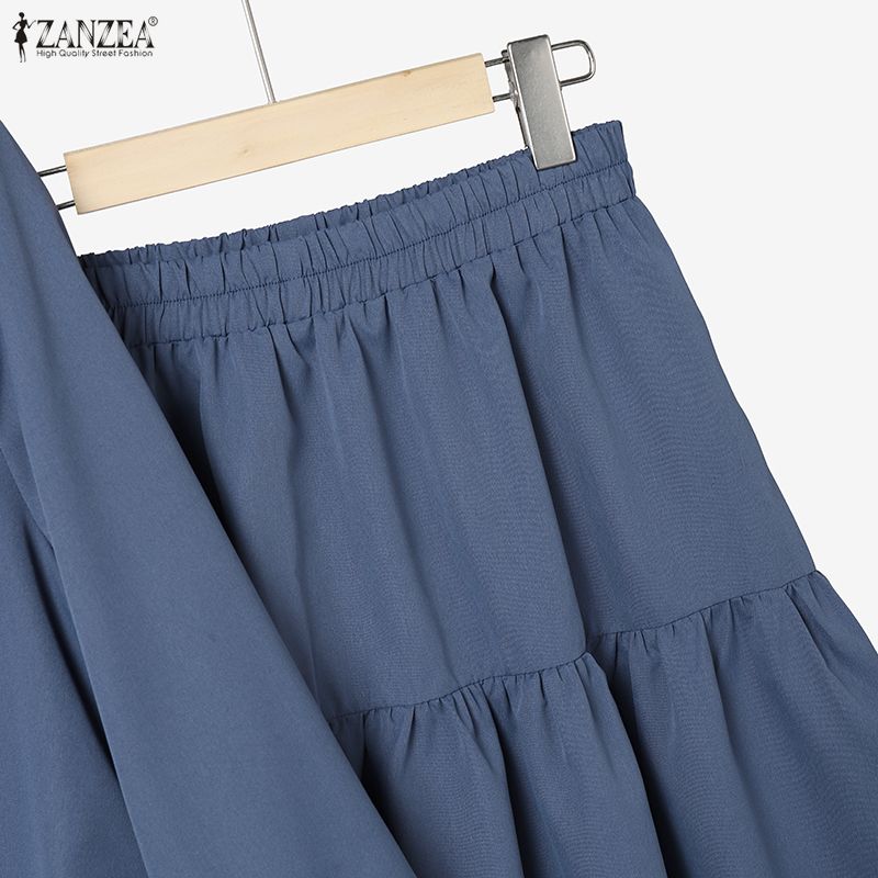 ZANZEA Women Long Sleeve Blouse and Long Skirts Casual Two Piece Suit Sets