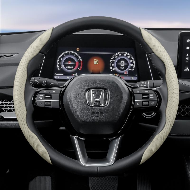 PLXI9 Suitable for Honda's Breathable Holes Leather Steering Wheel Cover Segmented Quick Release Design Non-Slip and Durable Civic Fit 8TAccord 9 10 