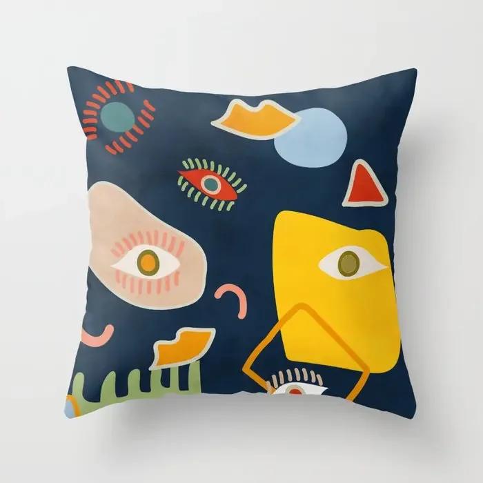 Decorative Home Pillow Case Cushion Covers  Nordic    Pink Red Morandi Geometric Abstract  Yellow