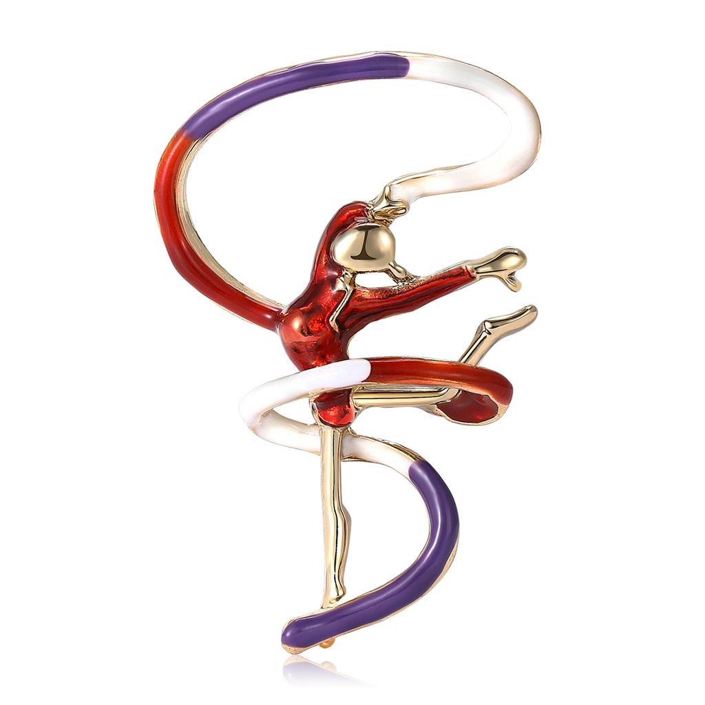 Personalized Fashion Alloy Enamel Gymnastics Girl Brooch Creative Versatile Women'S Clothing Corsage Jewelry Pin