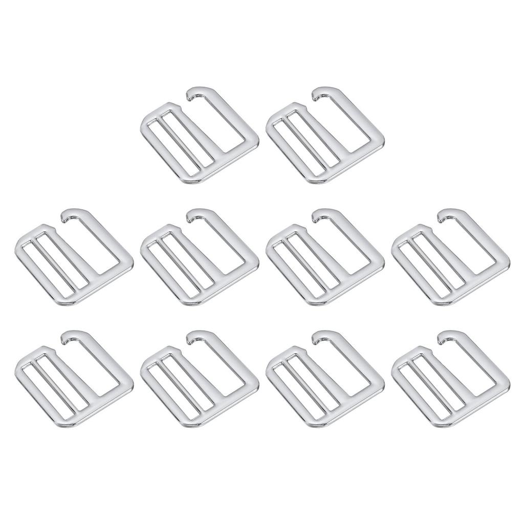 10pcs Metal G Hook Webbing Buckles for Backpack Strap Webbing Adjustable Flat Slide Buckles Silver [uxcell] 38mm/1.5" Tri-Glide