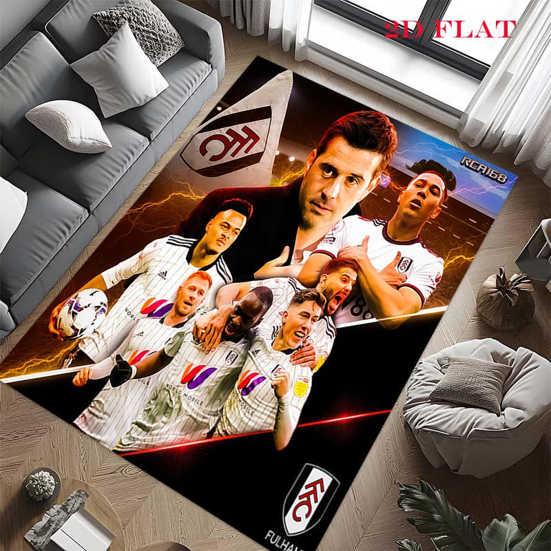 Fulham Football Club Teppich für Wohnzimmer Schlafzimmer Zuhause Sofadekoration, rutschfeste Bodenmatte für Kinder zum Spielen