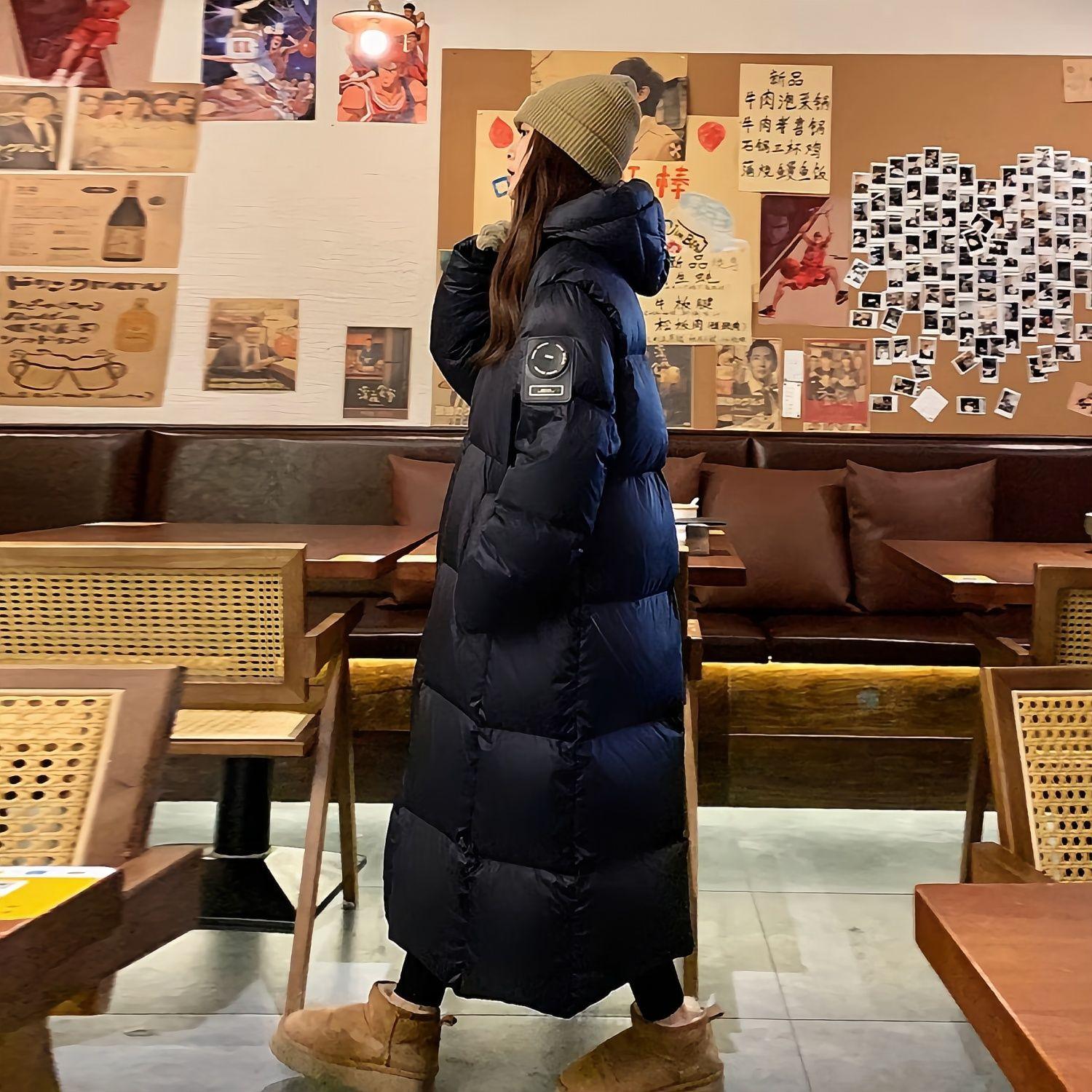 Пуховик женский зимний новый корейский стиль длиной до колена теплый утолщенный свободный — фото 5