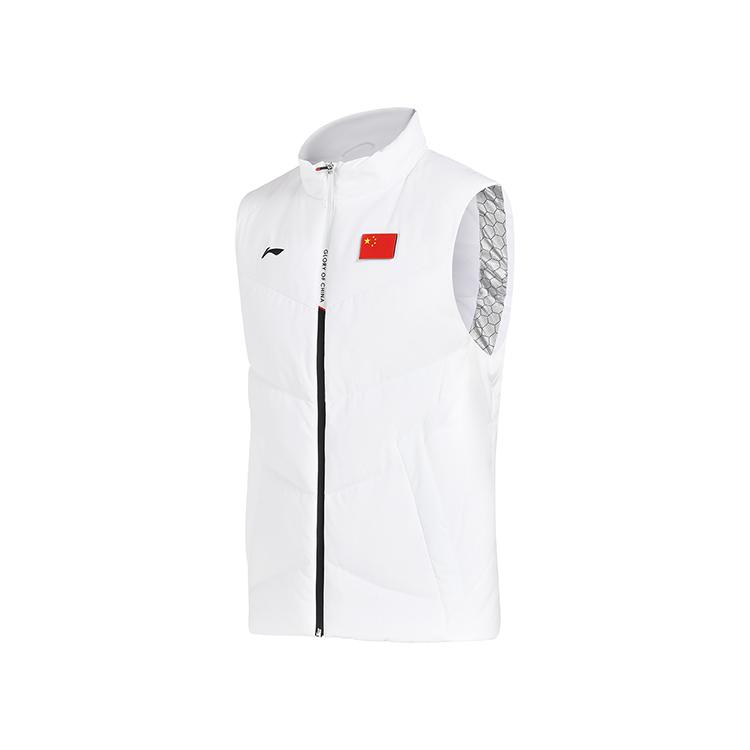 Li Ning National Team Series Comfortable Warm Zipper Stand Collar Vest Women vest White AMRU052-2