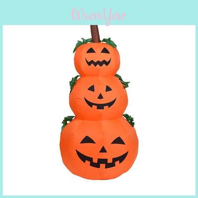 Decoração de Quintal de Abóbora Inflável de Halloween de 4 pés Chamativa com Iluminação LED Vibrante