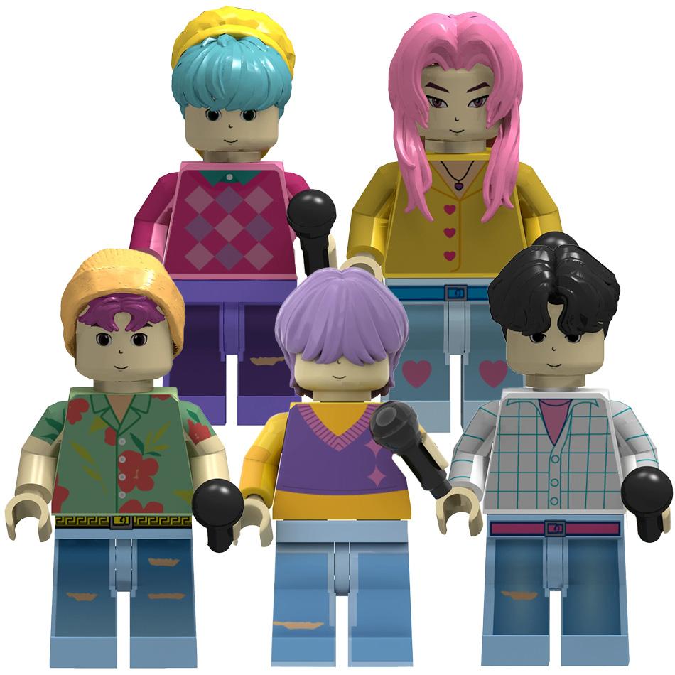 Hot KPOP Demon Hunters Cartoon Dolls Building Blocks Kawaii Action Figure Assembly Toy Children's Educational Toys Gifts