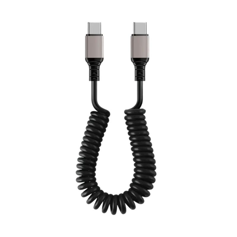 

Spring Coiled Type C Cable Telescopic Charger Wire Line 34cm to 150cm Adjustable Length Support 6A Charging 1