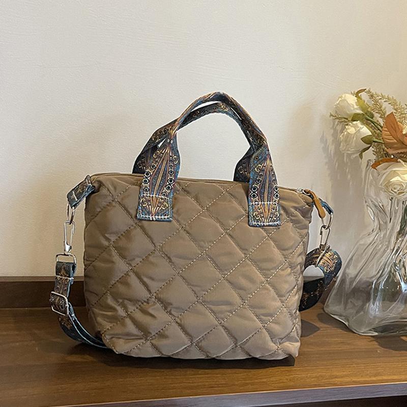 Prošívaná kabelka s horním uchem, kabelka přes rameno, velkokapacitní, kosočtvercový vzor, jednobarevná, vintage crossbody kabelka pro ženy do práce