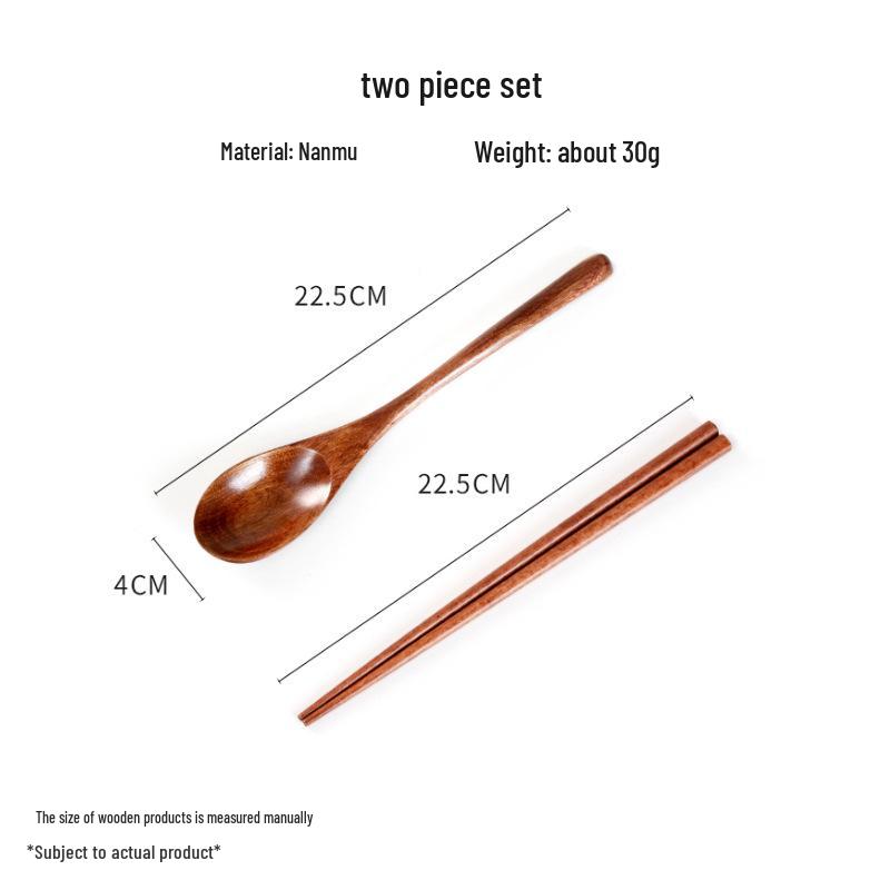 Wooden Cutlery Set: Spoon, Fork & Chopsticks with Travel Pouch