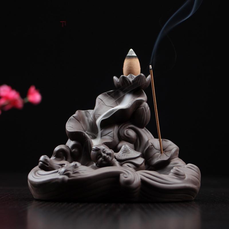 1Pc, Creative Cowboy Lotus Pond Backflow Incense Burner Incense Stick Holder (Without Incense)