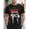European Sizes Men' NO KICKS NO GUNS Boxing T-Shirt - 3D Print Gym Tee with Boxing & Gun Concealing Graphics